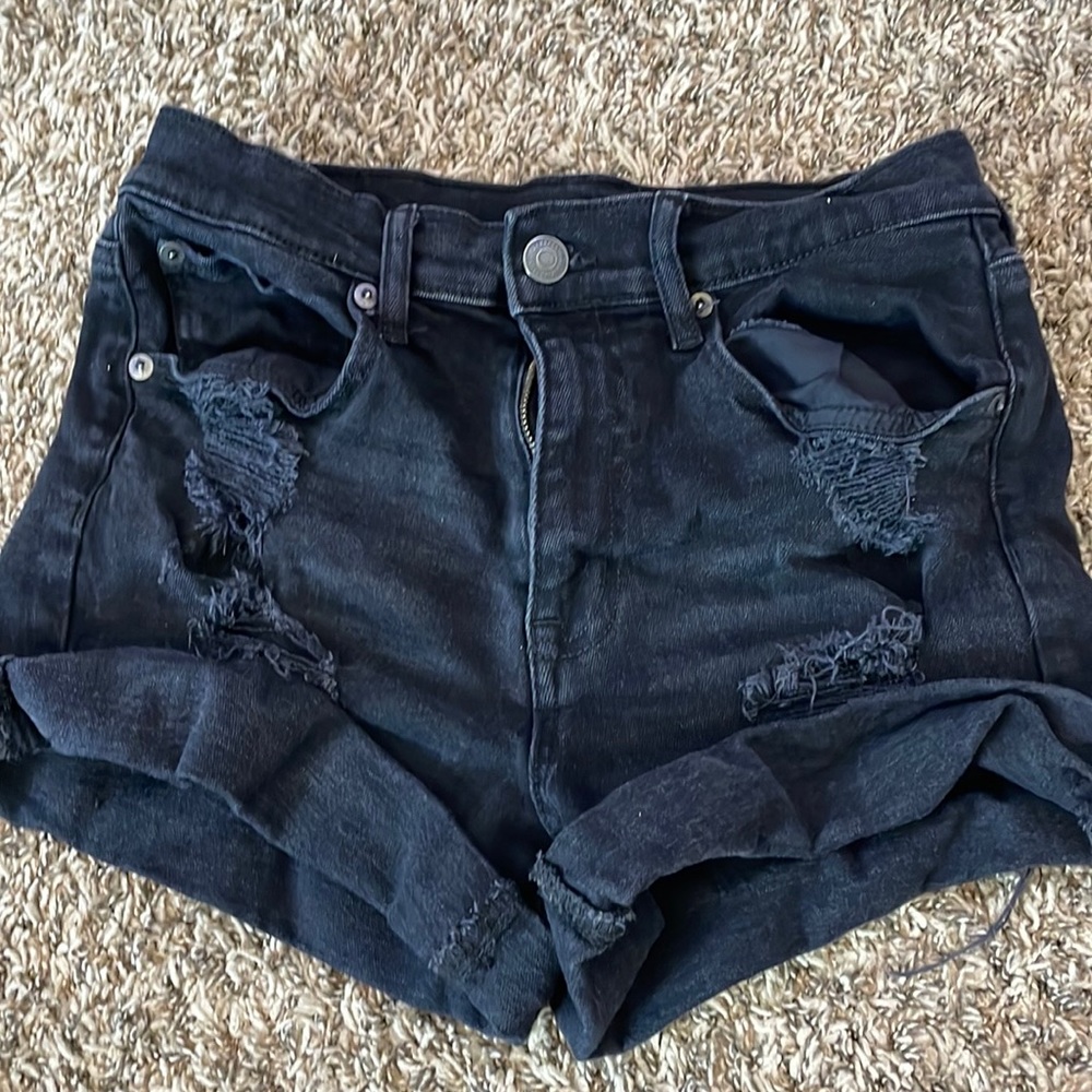 Aeropostale black jean shorts size 6. Only wore once.